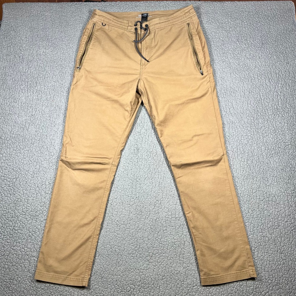 Roark Layover Adventure Travel Pants Mens 32 Khaki Tan Cotton Nylon Stretch